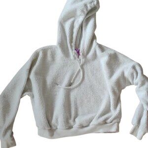 Adore Me Soft Cozy White Cropped Teddy Hooded Sweater